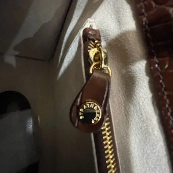 Strathberry Chocolate Croc-Embossed Satchel - Picture 7 of 11